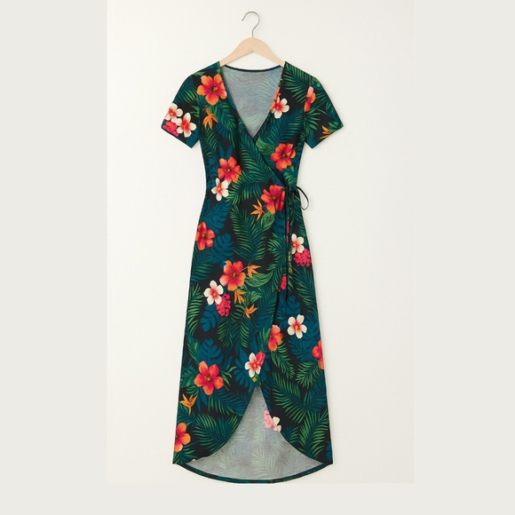Popular Basics Dresses & Skirts - Popular Basics Tropical Faux-Wrap Maxi Dress – Size M